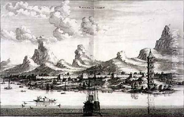 Xaocheu or Sucheu from an account of a Dutch Embassy to China 1665 Oil Painting - Jacob van Meurs