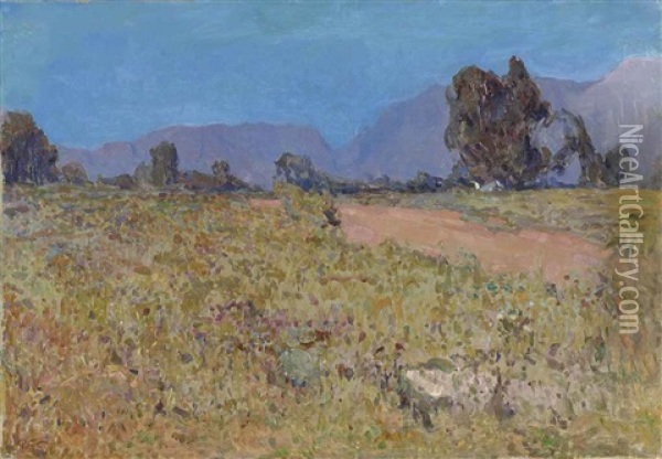 A Cape Landscape, South Africa Oil Painting - Robert Gwelo Goodman
