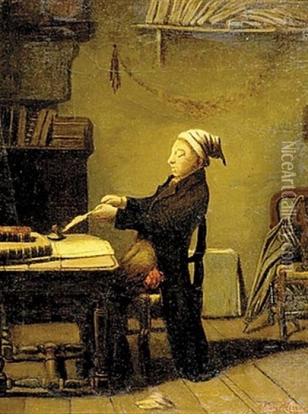A Scholar At Work Oil Painting - Franz Meerts