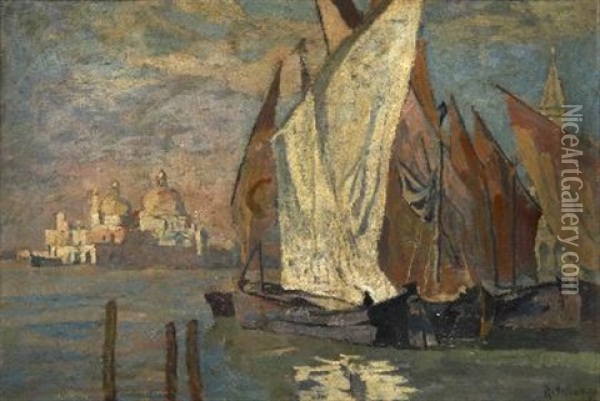 Segelboote In Der Lagune Oil Painting - Rudolf Hellwag