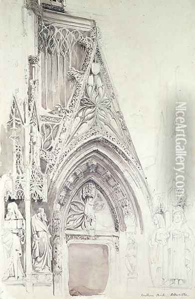 Southern Porch of St. Vulfran, Abbeville Oil Painting - John Ruskin