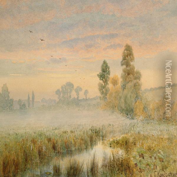 Dispersing Fog At Sunrise Oil Painting - Gavril Kondratenko