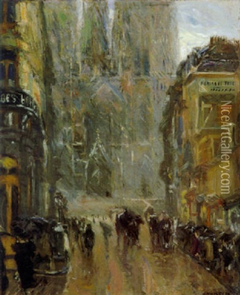 Boulevard Sous La Pluie Oil Painting - Maurits Niekerk