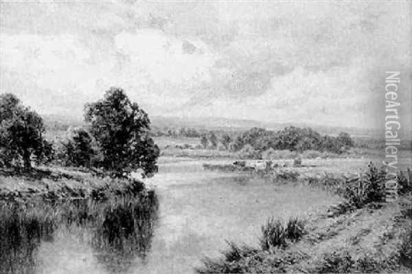 The Rother Fittleworth, Sussex Oil Painting - Henry H. Parker