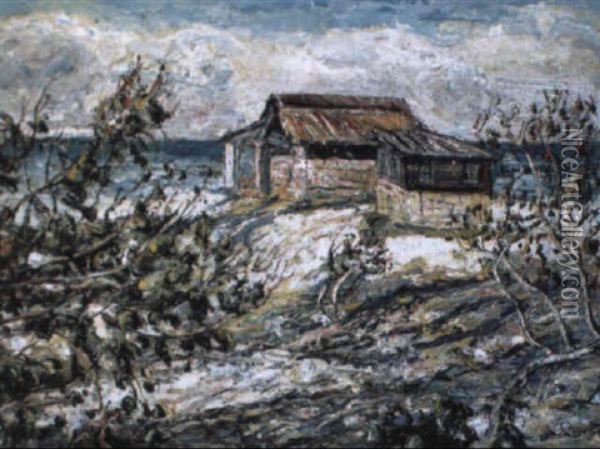 Ocean Shack, Key West, Florida Oil Painting - Ernest Lawson