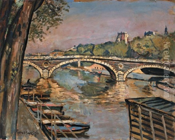 Le Pont Louis Philippe A Paris Oil Painting - Nathan Grunsweigh