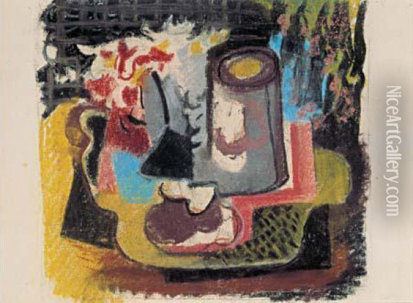 Nature Morte Avec Vase De Fleurs (1937) Oil Painting - Jean Lasne