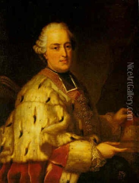 Portrait Of Clemens Wenzeslaus, Archbishop And Elector Of Trier, Seated In Robes Of State Oil Painting - Heinrich Foelix