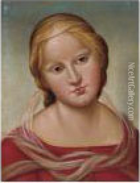 Head Of The Virgin Oil Painting - Raphael (Raffaello Sanzio of Urbino)