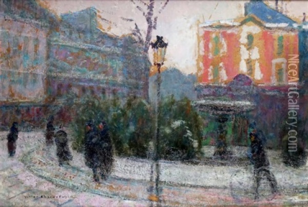 Paris, La Place Pigalle Et Le Cabaret L'abbaye De Thelem Oil Painting - Victor Charreton