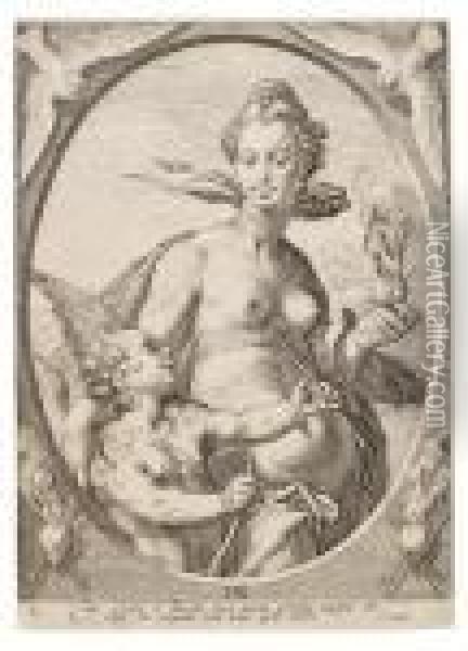 Venere E Cupido Oil Painting - Hendrick Goltzius