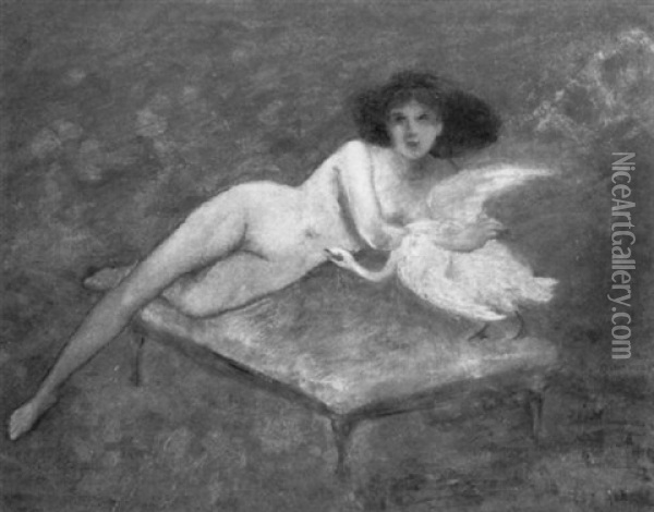 Leda Und Der Schwan Oil Painting - Albert von Keller