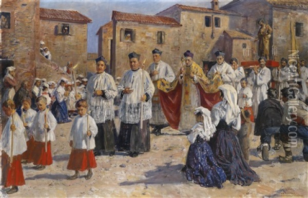 Prozession Oil Painting - Johann Victor Kramer