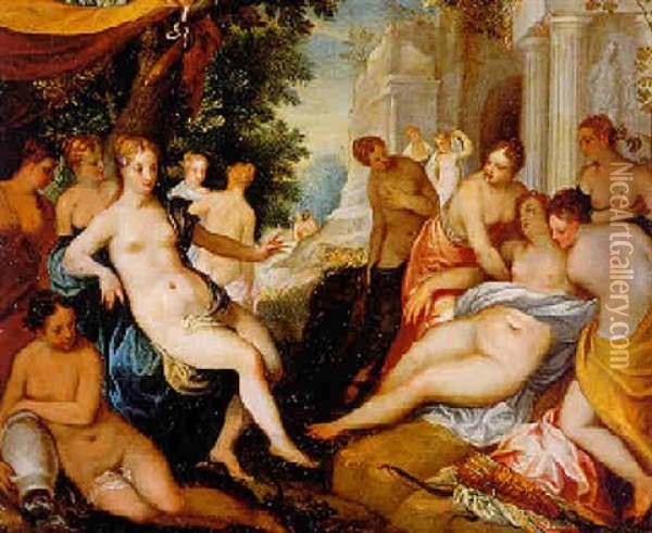 Diana Und Callisto Mit Nymphen Oil Painting - Hans Rottenhammer the Elder