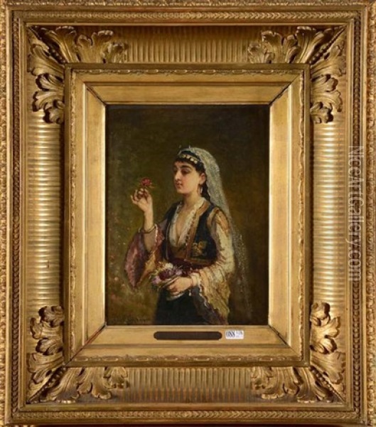 La Belle Ottomane Oil Painting - Cesare Felix Georges dell' Acqua