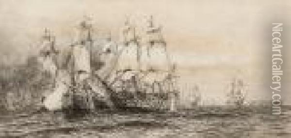 Battle Of Trafalgar Oil Painting - William Lionel Wyllie