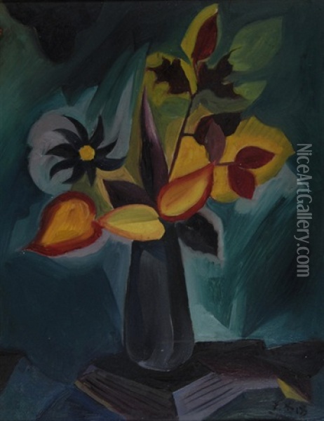 Blumenstillleben Oil Painting - Fritz Baumann