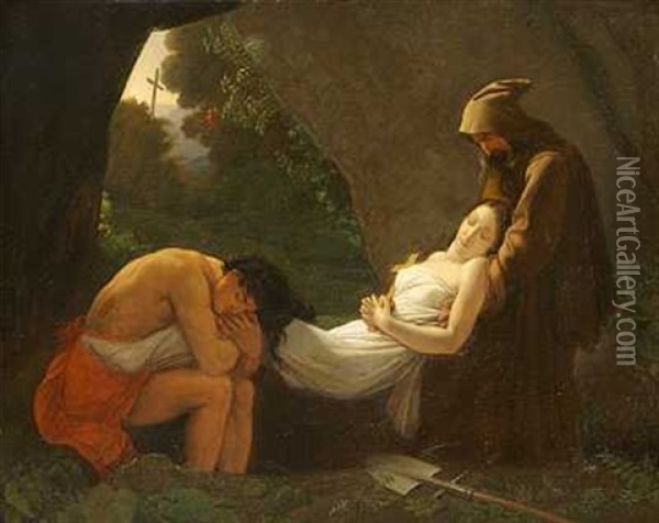 Atalas Begravelse Oil Painting - Anne-Louis Girodet de Roucy-Trioson