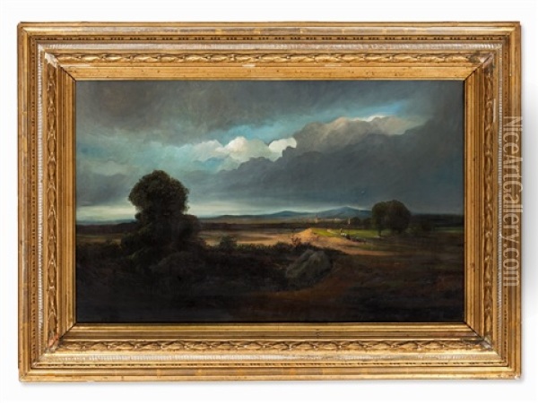 Fields In Stormy Atmosphere Oil Painting - Georges Michel