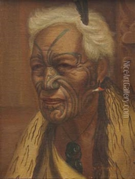 Portrait Of Maori Chieftain Oil Painting - Vera Cummings