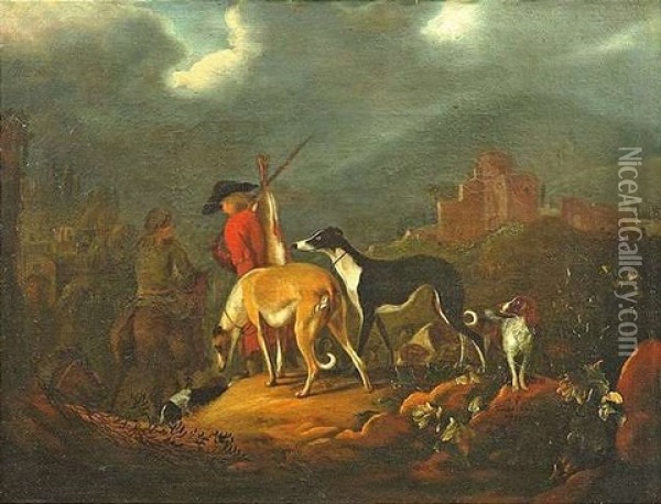 Die Ruckkehr Der Jager Mit Ihrer Beute Und Den Hunden Oil Painting - Adriaen Cornelisz Beeldemaker