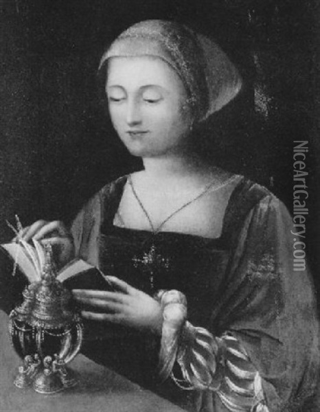 Die Hl. Maria Magdalena Mit Dem Salbgefas, Lesend Oil Painting - Ambrosius Benson
