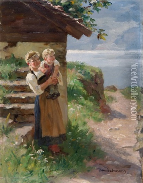 Mutter Mit Kind Oil Painting - Hans Bachmann