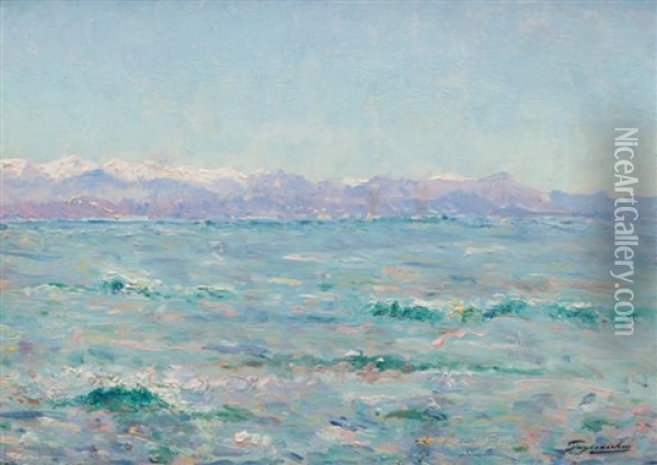 Les Alpes Vues De La Mer Oil Painting - Julien Gustave Gagliardini