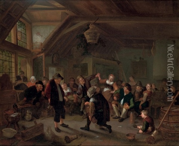 Villagers Making Merry In A Tavern Oil Painting - Richard Brakenburg