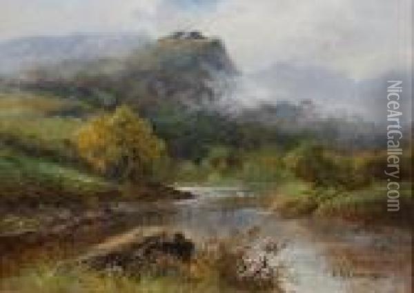 Mountain River Landscape Oil Painting - Frances E. Jamieson