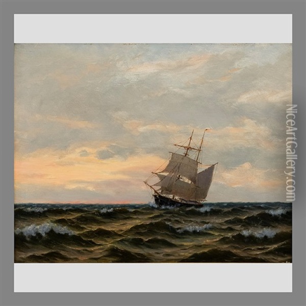 Morning At Sea Oil Painting - Oskar Conrad Kleineh