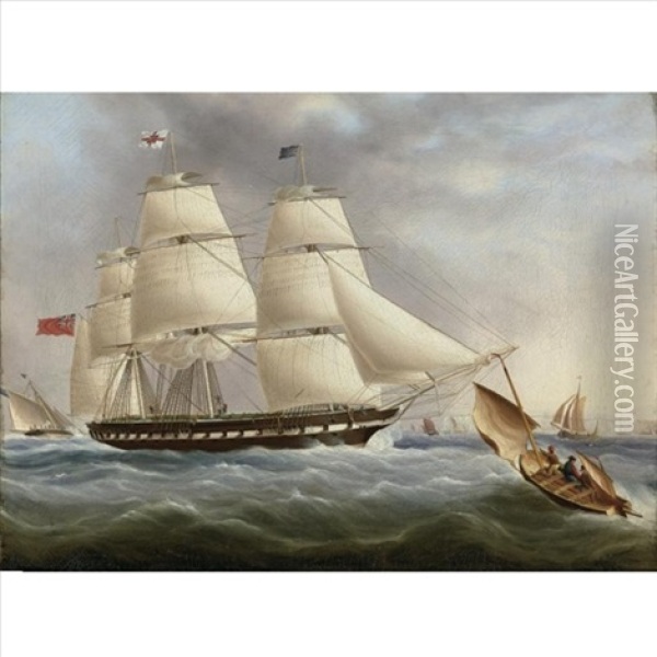 A Three-masted Ship Off Dover Oil Painting - James Edward Buttersworth