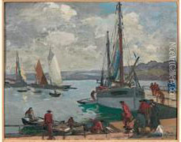 Bateaux Au Port Oil Painting - Paul Morchain