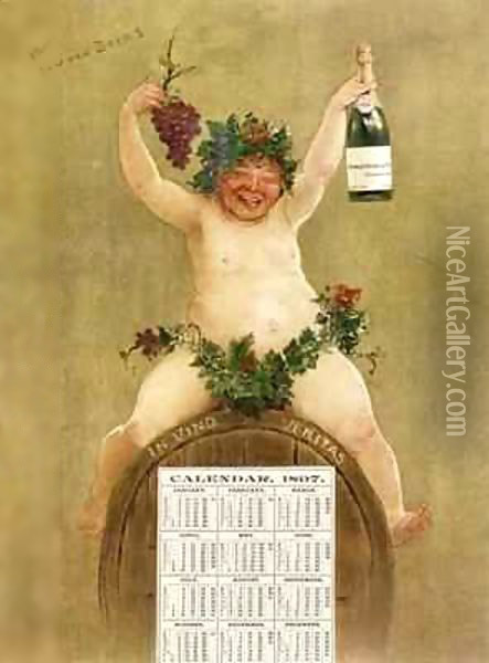 Promotional Calendar for Pfungst Freres Champagne Oil Painting - Jan van Beers