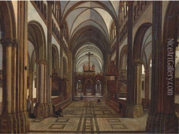 A Church Interior Looking East Oil Painting - Peeter Neeffs the Younger