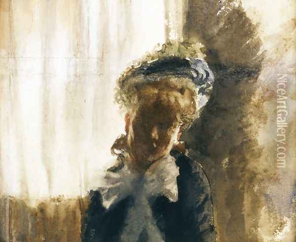 Face Oil Painting - Giuseppe de Nittis