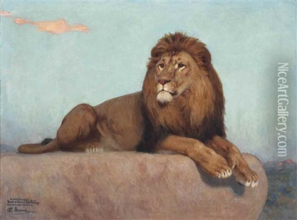 A Lion Oil Painting - Gustave Surand