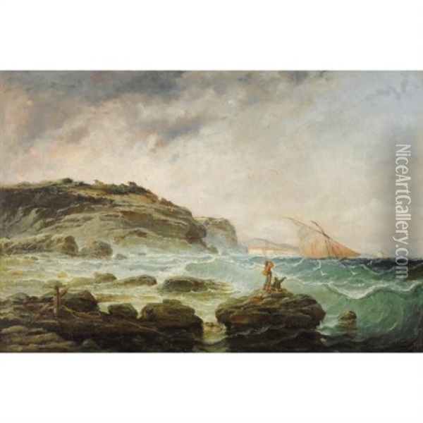 Grosse Mer Aux Environs De Marseille Oil Painting - Jean Baptiste Olive