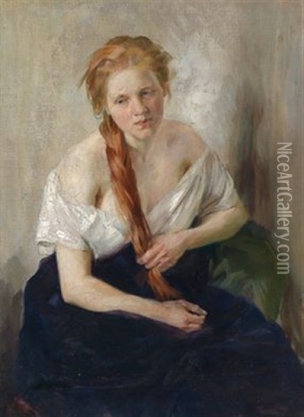 Portrait Eines Jungen Madchens Oil Painting - Clara Rettich