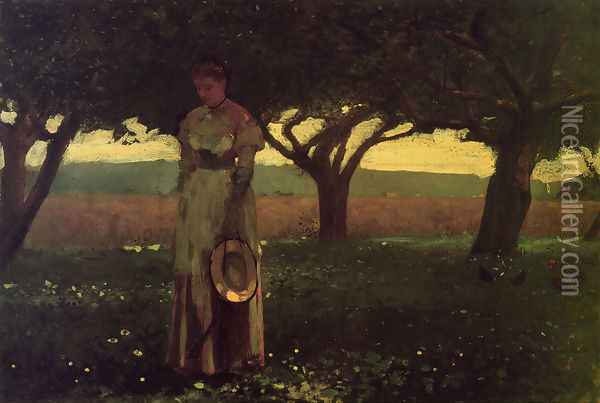 Girl in the Orchard Oil Painting - Winslow Homer