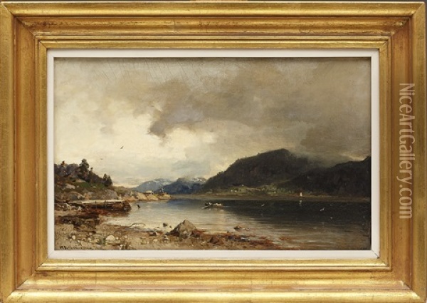 Norskt Fjordmotiv Oil Painting - Georg Anton Rasmussen