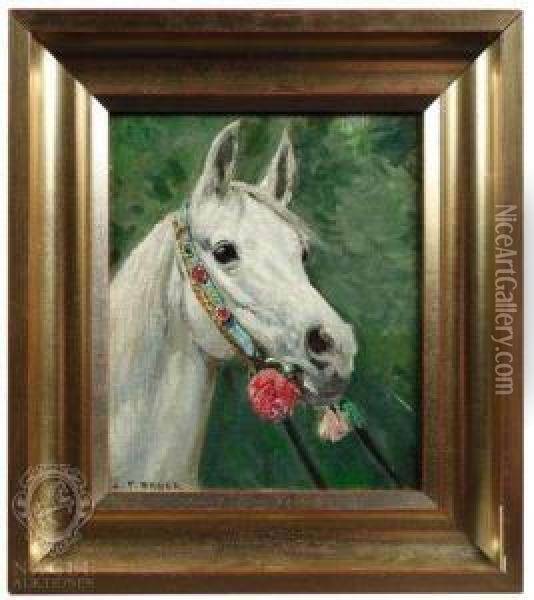 A White Horse Oil Painting - C. Bauer