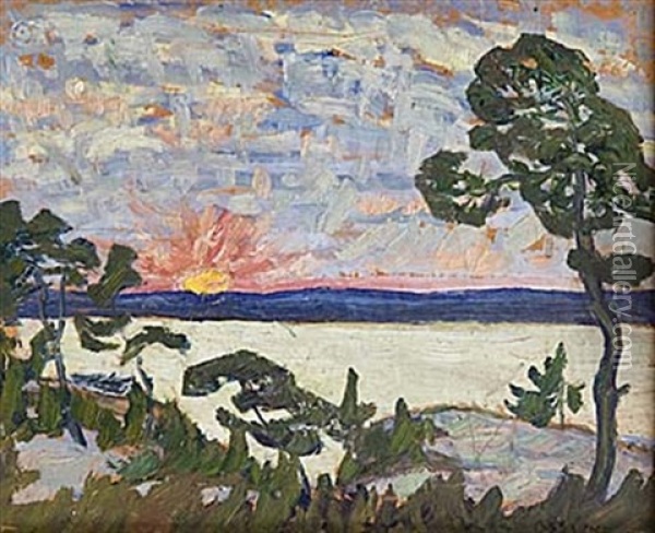 Afton Vid Furuvik Oil Painting - Helmer Osslund