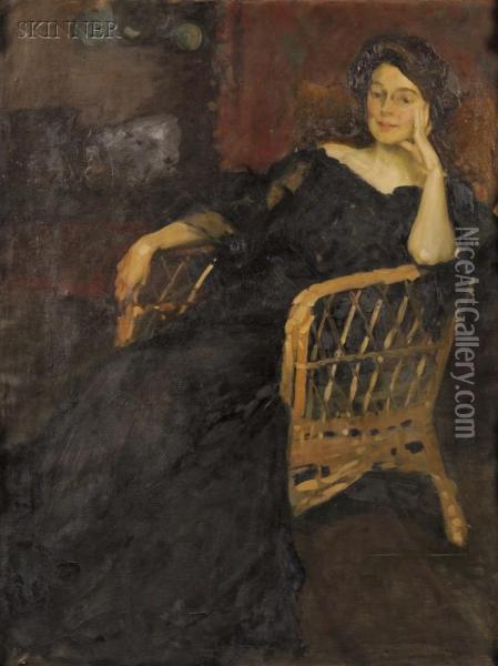 Portrait Of A Seated Woman Oil Painting - Claudio Castelucho Diana