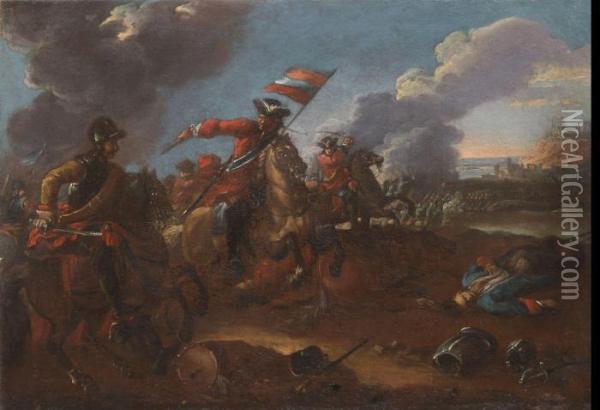 The Battlefield Oil Painting - August Querfurt