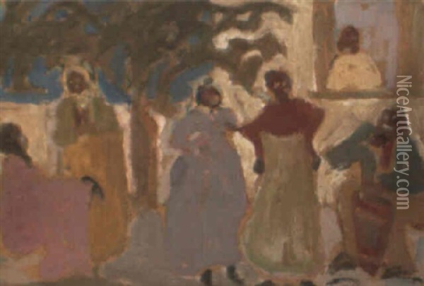 En El Jardin Oil Painting - Pedro Figari