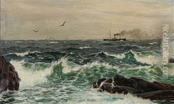 Coastal Scene From Kullen, Sweden Oil Painting - Christian Blache