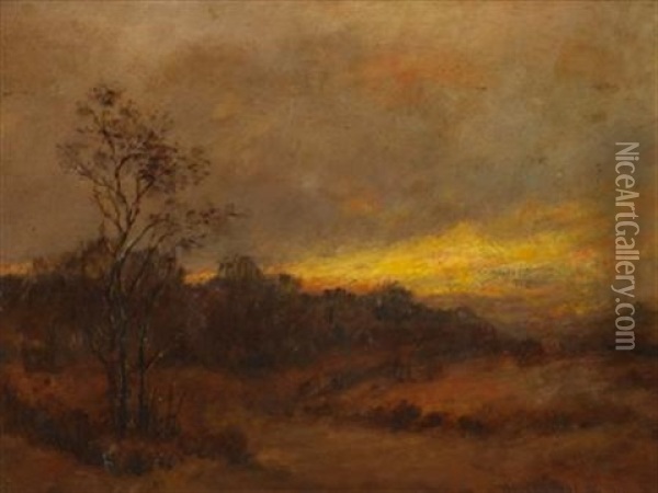 Sunset Over The Plains Oil Painting - Bruce Crane