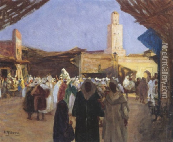 La Sortie Du Sultan Oil Painting - Pierre Ribera