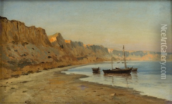 Evening Sun Over The Bay Oil Painting - Rufin Gavrilovich Sudkovsky